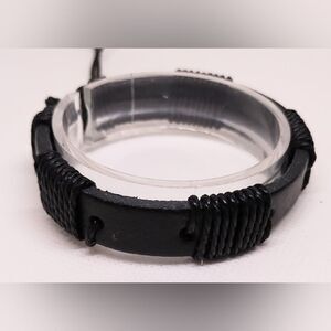 Men's‎ bracelet leather braided black new e89